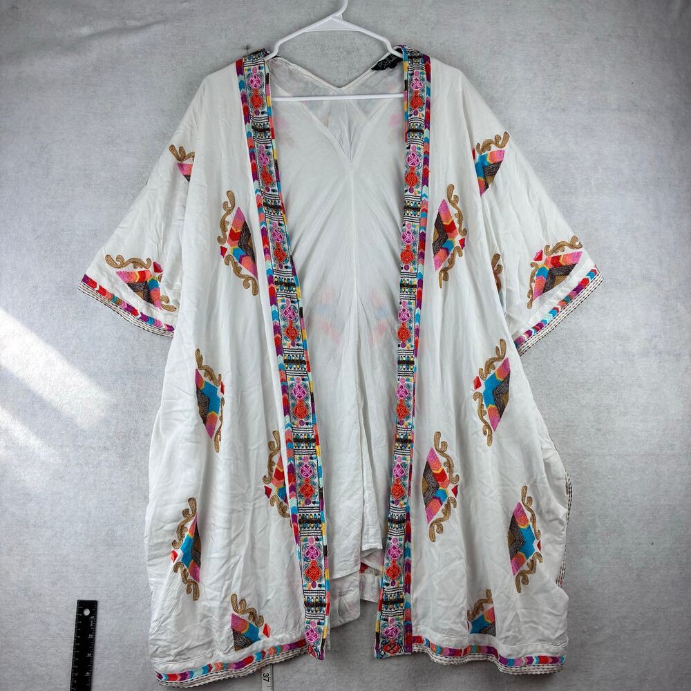 RD & Koko Cardigan Womens Medium Embroidered Kimono Anthropologie Beach Beaded